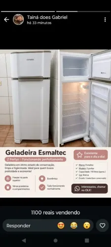 Vende-se geladeira esmaltec 2 portas em ótimo estado