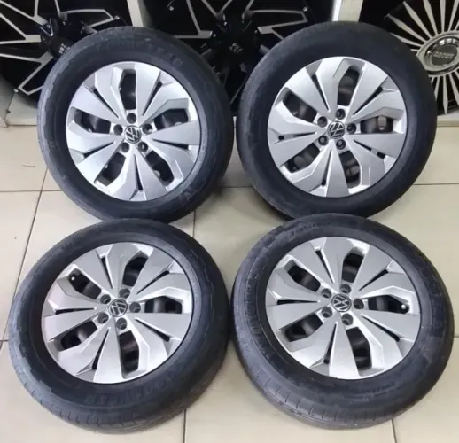 Roda de ferro T-Cross aro 16 5x100 + 205/60R16 Goodyear HT (Semi-novas) - R$ 980,00