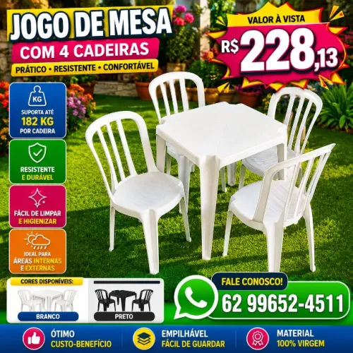 Jogo de mesa com 4 cadeiras