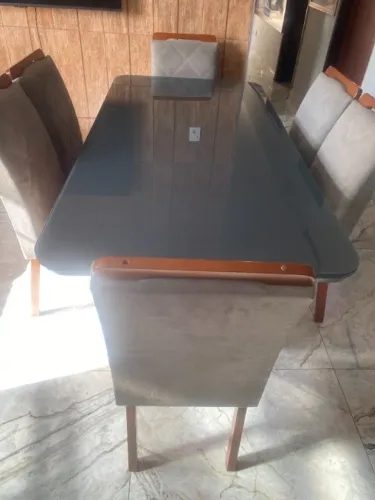 Mesa de jantar vidro com 6 cadeiras