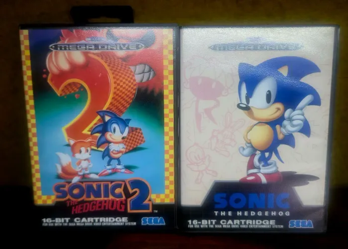 SONIC 1 + SONIC 2 - MEGA DRIVE | DUPLA CLÁSSICA SEGA EM ESTADO IMPECÁVEL