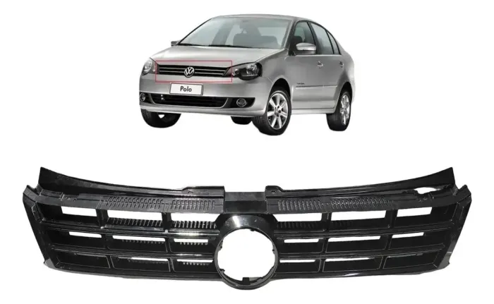 Grade Radiador Vw Polo 2012 Cromado Uzad0 Preto Original