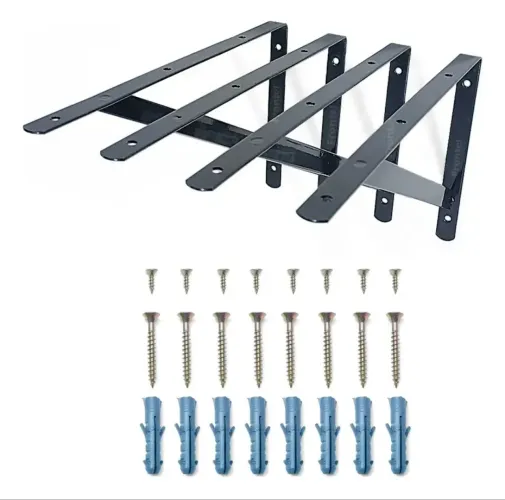 4x Mão Francesa 30cm Acompanha Kit De Parafuso E Bucha Preta