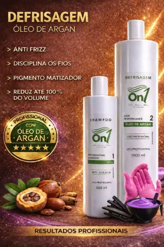 Kit Capilar ON1 Óleo de Argan Shampoo Antirresíduo 500ml + Tratamento 1L Profissional