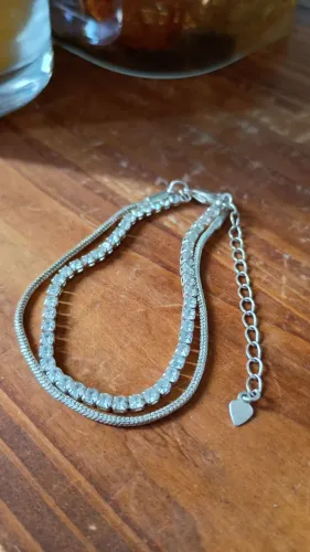 Pulseira dupla prata 925 e zircônias