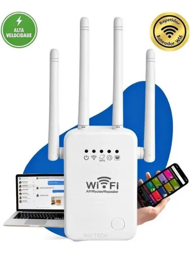 Repetidor Wi-Fi 300 MBs com 4 antenas