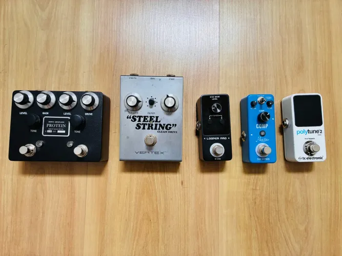 Pedais guitarra - Overdrive, compressor, looper e afinador 