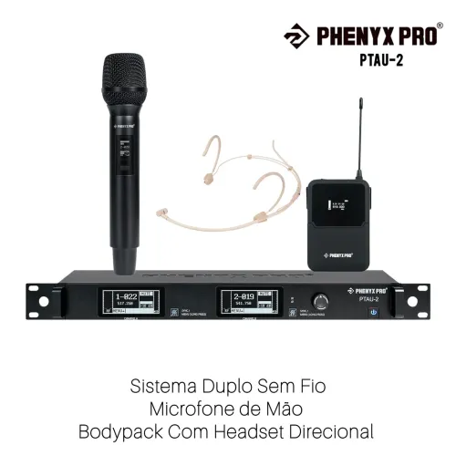 Sistema Duplo Profissional Phenyx Pro Sem Fio Microfone Bastão / Headset Direcional 