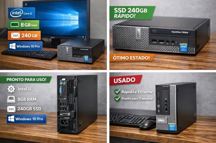 descktop dell optplrx 3020 intel 15/8gb ram/240gb ssd/w10pro (usado)