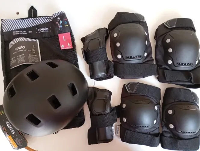 Conjunto Capacete MF500 e Kit de Proteção FIT500 Oxelo Decathlon