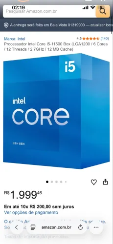 Kit i5-11500 + Q570m d3h + 8gb ram ddr4 3200mhz