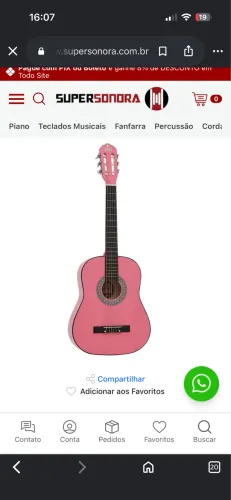 Violão Rosa Infantil