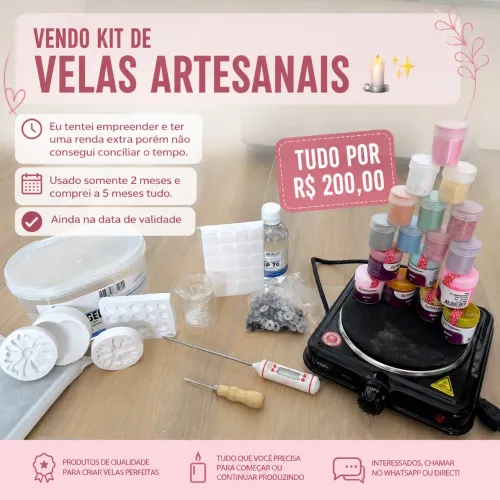     Materiais para Velas Artesanais + Fogareiro + Moldes