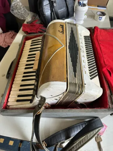 Sanfona Scandalli 120 Baixos Antiga com Estojo -Raridade