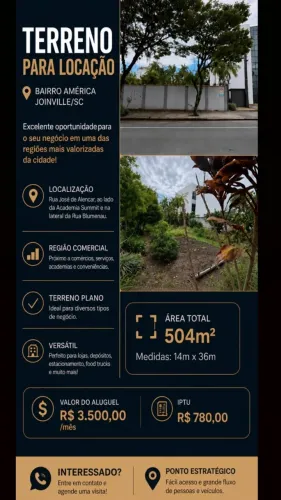terreno para locação no América - Joinville - SC