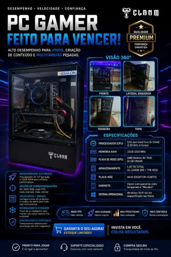 PC GAMER 32GB RX 7600 I5 12400