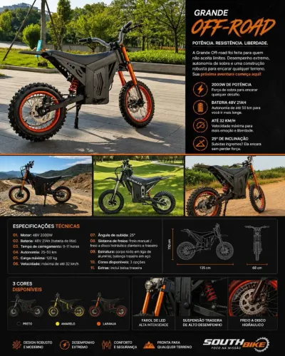 Moto elétrica 2000W de potência.