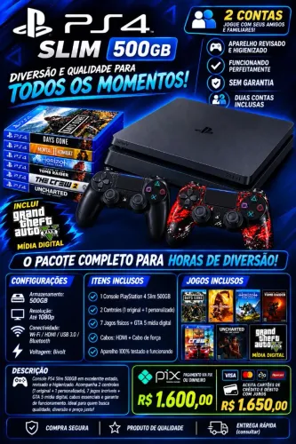 PLAYSTATION 4 SLIM QUASE NOVO