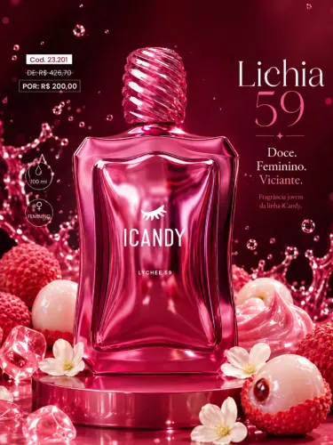 Perfume Feminino Árabe icandy Lichia 59 - Lançamento Adocicado e Marcante
