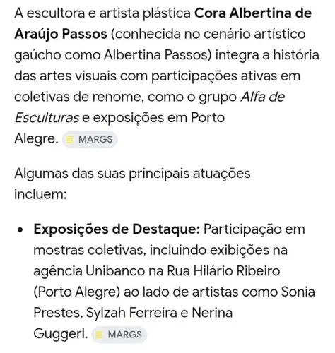 Escultura em metal da artista Cora Albertina Passos