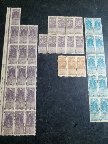 Lote de 38 selos fiscais antigos 1936 a 1938 e 1939 a 1941