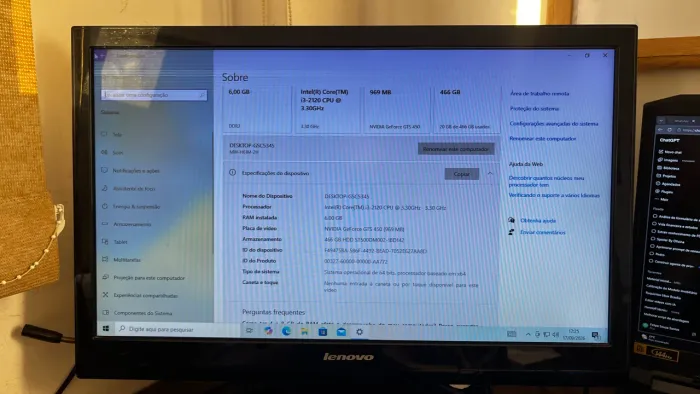Monitor Lenovo 18,5 Polegadas LS1920wG Funcionando