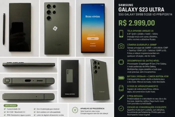 Samsung Galaxy S23 Ultra 512GB 12GB RAM - Excelente Estado