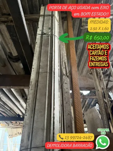 Porta de Aço com Eixo 2.92 X 1.60 - Usada em Bom Estado