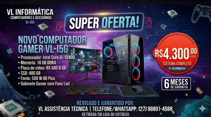 Pc gamer core i5 10g com RX580 8gb