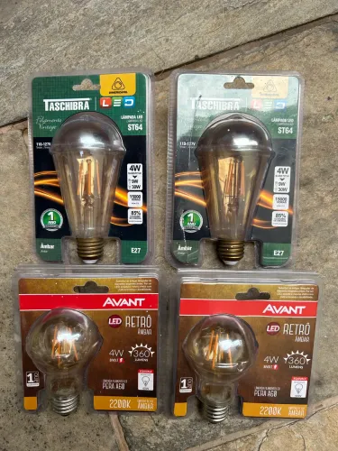 Kit com 4 Lâmpadas LED - ST64 + Retrô Âmbar