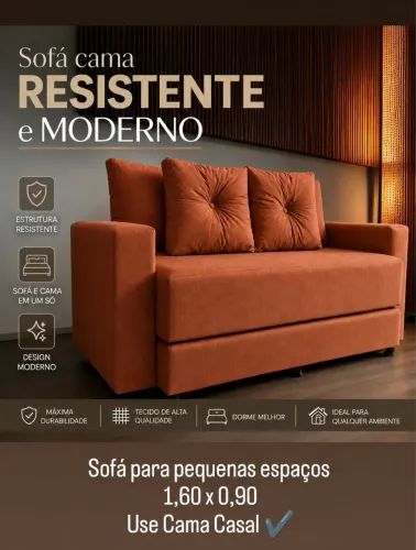 SOFÁ Cama Casal 1.60m Ótimo para AP/KITNET NOVOS pague na entrega