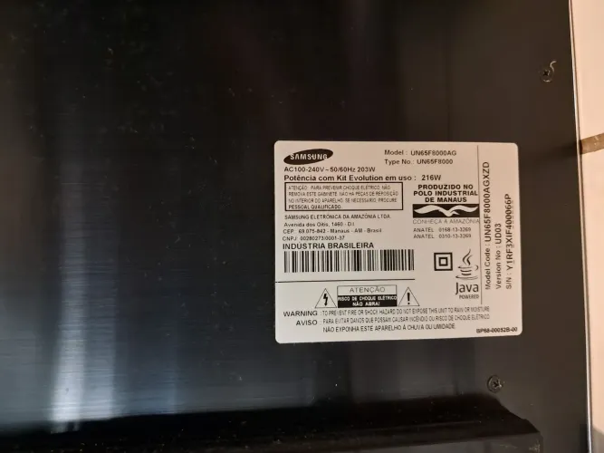 TV Samsung 65p tela com defeito azulada 