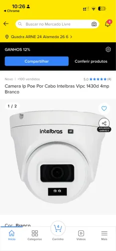 Câmera intelbras VIPC 1430 4MP - POE - cabo RJ45 -