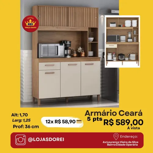 PROMOÇÃO URGENTE - Armário Ceará Cozinha 5 PORTAS por apenas 12x de R$58,90 Disponível