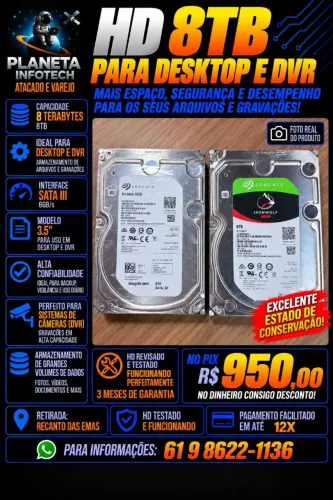 HD Sergate 8Tb para Desktop e DVR funcionando 100% ( com garantia )