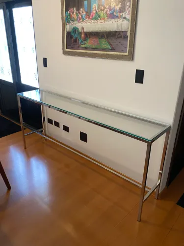 Aparador de Inox com Vidro 2.00m X 40cm para Sala Cozinha