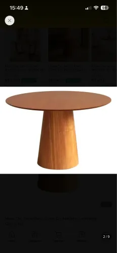Mesa redonda base cone madeira