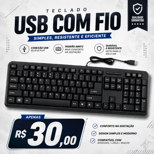 Teclado USB Padrão ABNT 2