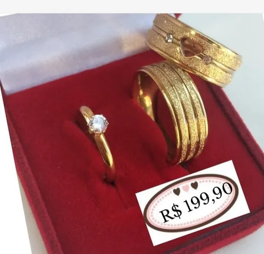 Alianças de noivado e casamento  valores nas fotos ? 