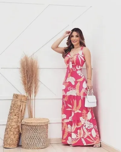 Vestidos longos suede moda evangélica cristã(Garantimos cor e estampa)