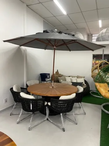 Conjunto mesa corda náutica com tampo pizza