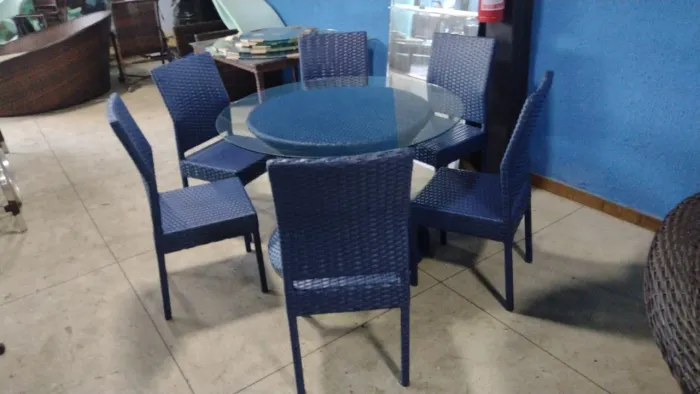 Conjunto de Mesa e Cadeiras de Wicker para Jardim