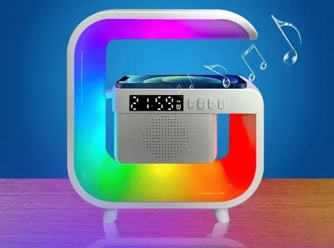Caixa de som G3, Luminária com carregador sem fio, Bluetooth 5.0, TF, RGB, luz noturna