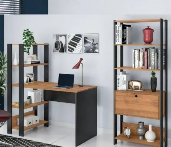 Promoção Mesa Escritorio + Estante com Gaveta - 30/10/24