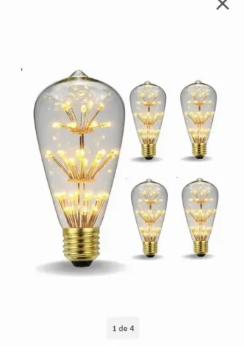 kit com 5 lâmpadas led Filamento st64 3W 2. 300k BQ