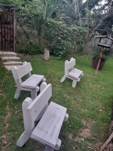 Banco em cimento para decoração de jardim e chácaras