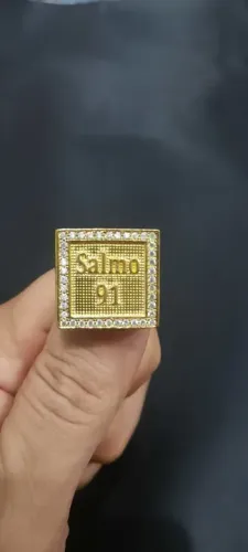 Anel Dedeira Salmo 91 cravejado. Moeda antiga. Tamanho 21.
