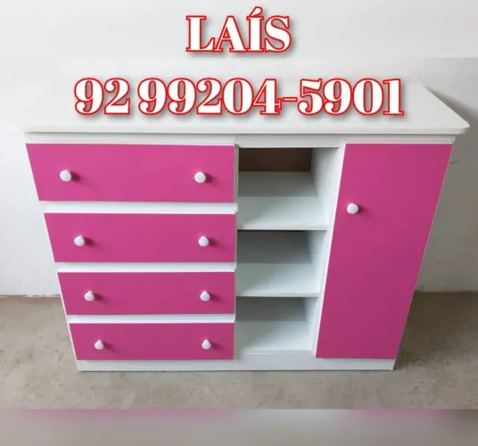 CÔMODA ROSA PINK COM SAPATEIRA 