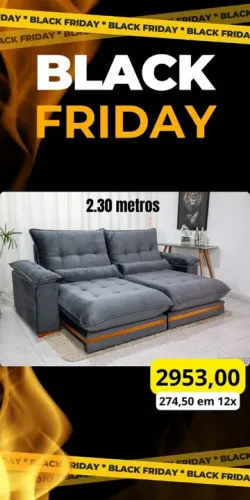 Sofá 3 Lugares Retrátil 2,30m - Entrega grátis