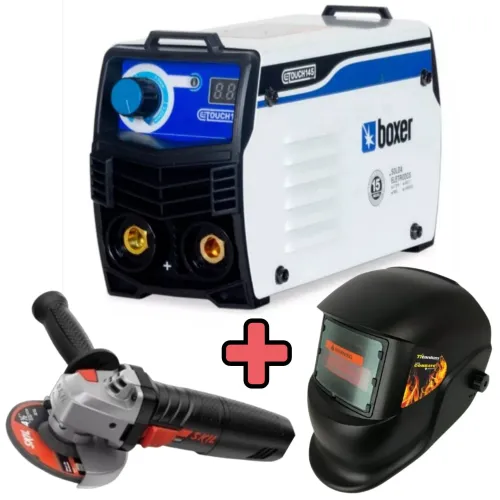 MÁQUINA SOLDA BOXER + ESMERILHADEIRA SKIL + MÁSCARA TITANIUM